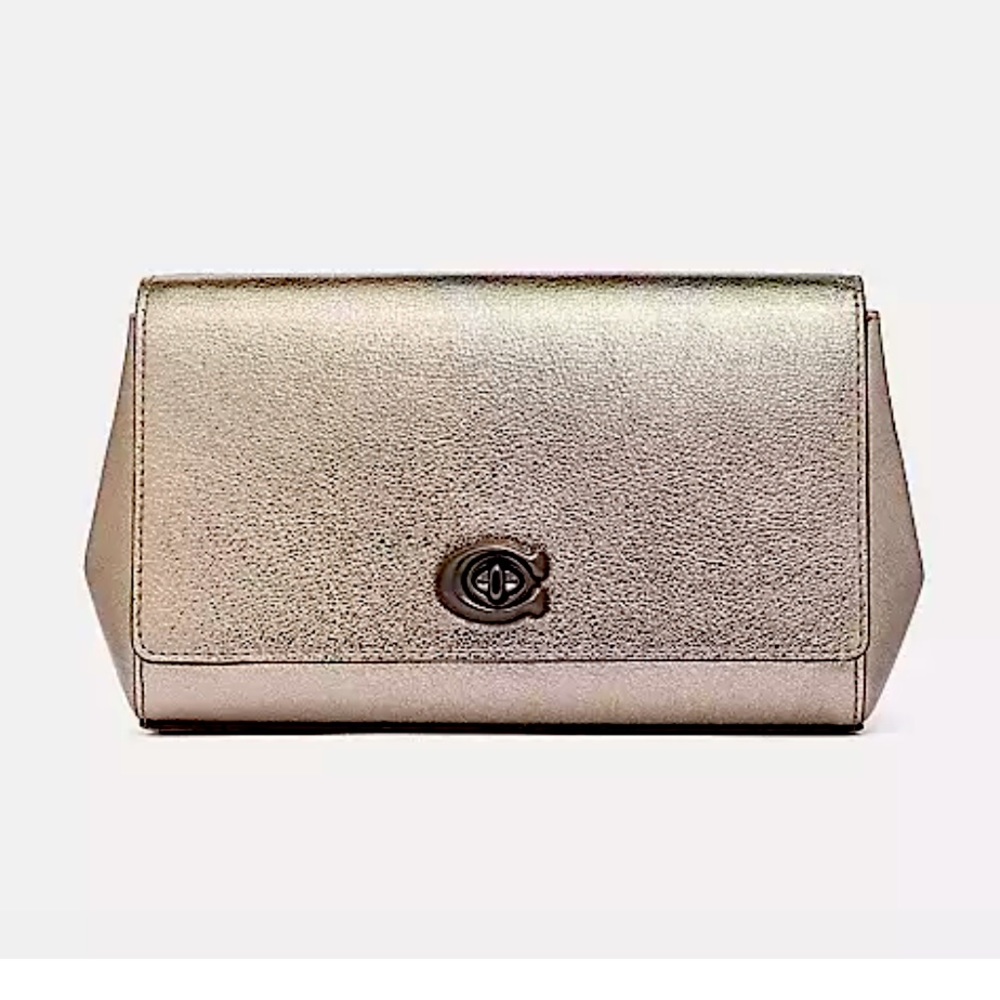 Coach Alexa gold metallic clutch
